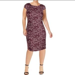 Iconic Burgundy Floral Embroidered Hourglass Midi Dress size 6